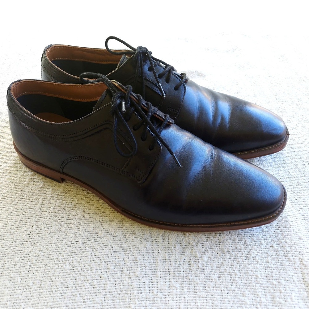 Franco Fortini Dress Shoes Mens 10 Black Leather Oxford Derby Lace Up‎ Formal